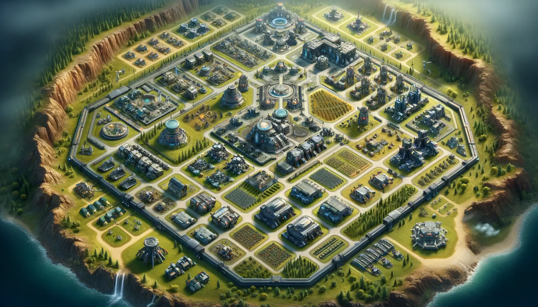 A strategic view of an advanced base, highlighting efficient layout and defensive structures.
